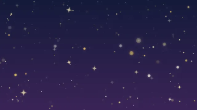 Gold and white glitter sparkle particles on a dark sky