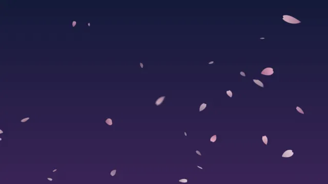 Pink cherry blossom petals falling across a dark background