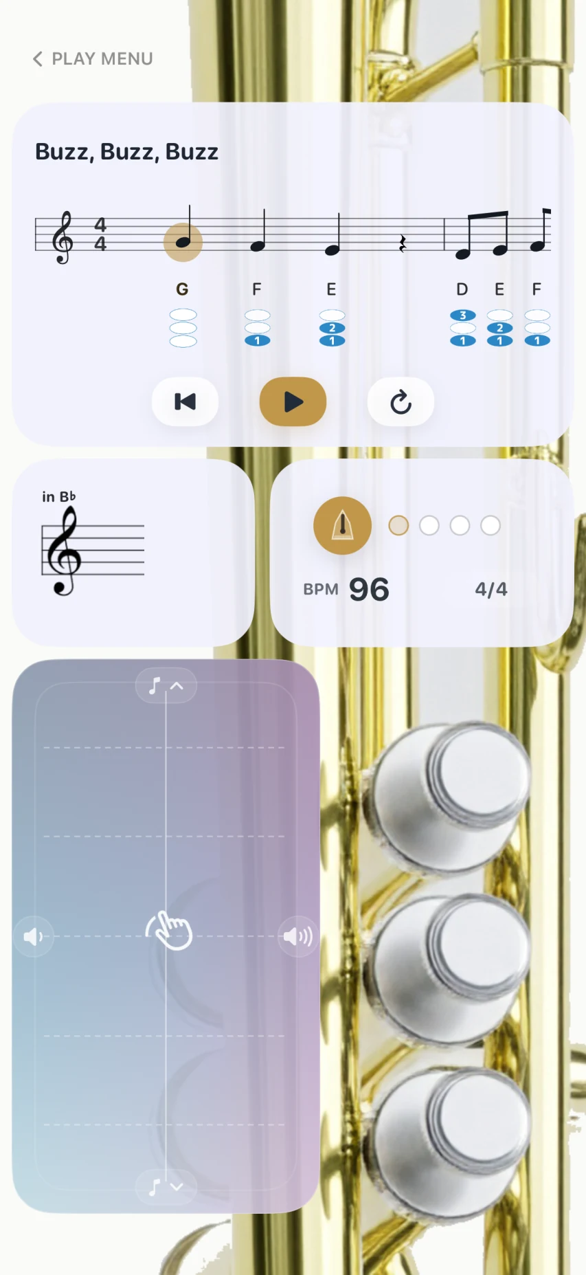 PocketPetの演奏・運指練習画面イメージ