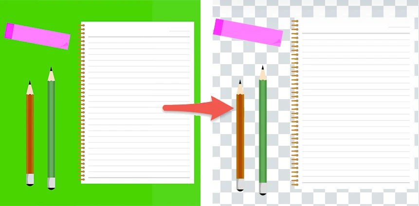Green screen photo converted to an image with a transparent background